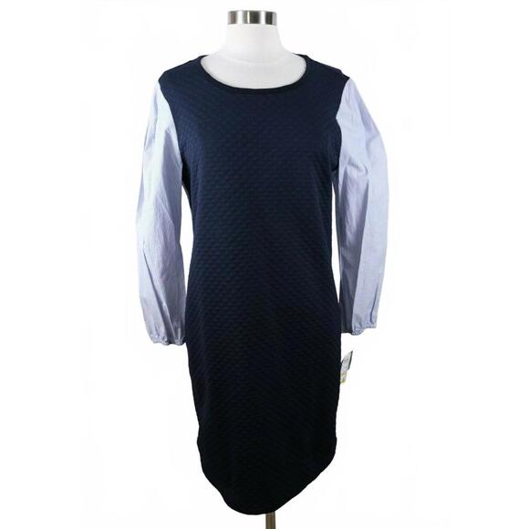 NEW Violet Weekend Womens Stretch Polyester LS Scoop Neck Navy Dress Large - Picture 1 of 10